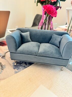 Plush Blue Mini Decor Sofa Jewerly Box